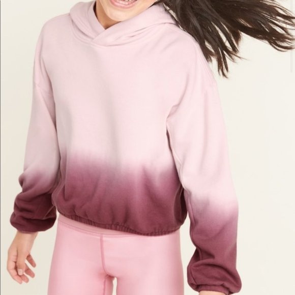 OLD NAVY Dip Dye Ombre Crop Sweatshirt in Pink - Picture 2 of 6